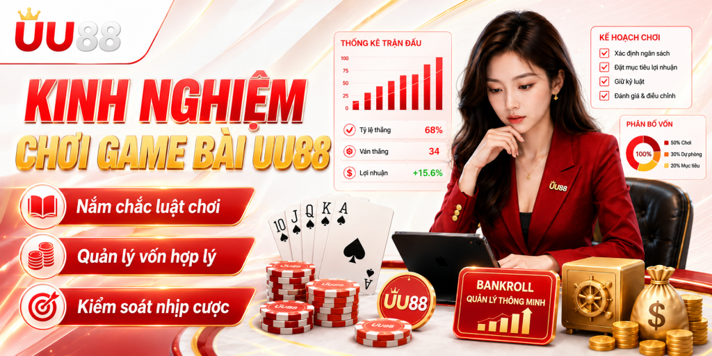 Kinh nghiệm chơi game bài UU88 gồm nắm luật, quản lý vốn và kiểm soát nhịp cược
