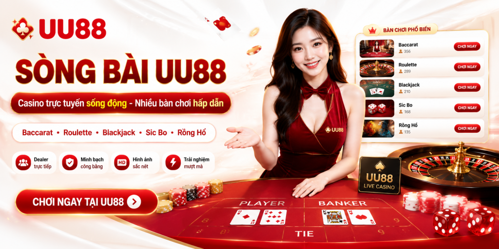 Sòng bài UU88 với Baccarat, Roulette, Blackjack, Sic Bo và Rồng Hổ